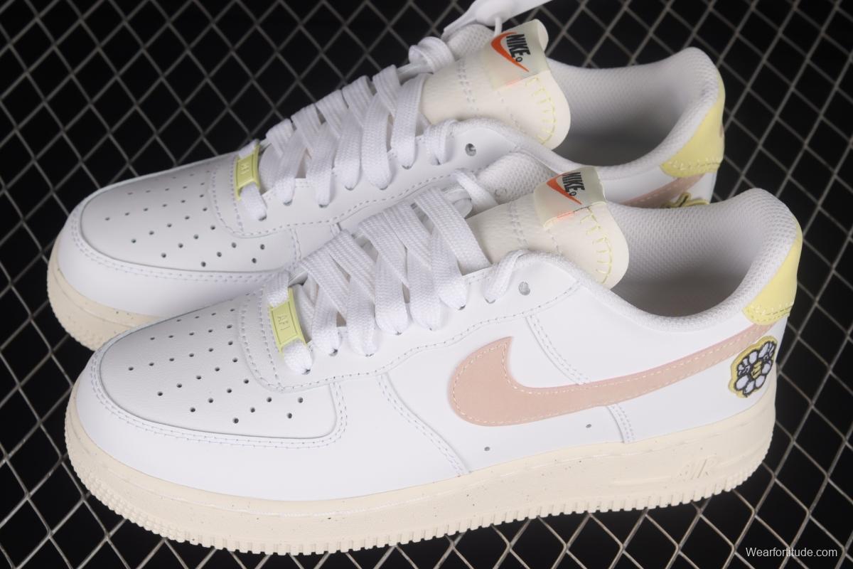 NIKE Air Force 1'07 Low White Pink Butterfly Embroidery Low Top Casual Sneakers DJ6377-100