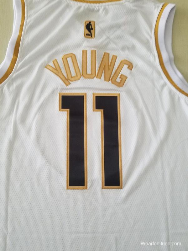 Trae Young 11 White Golden Edition Jersey