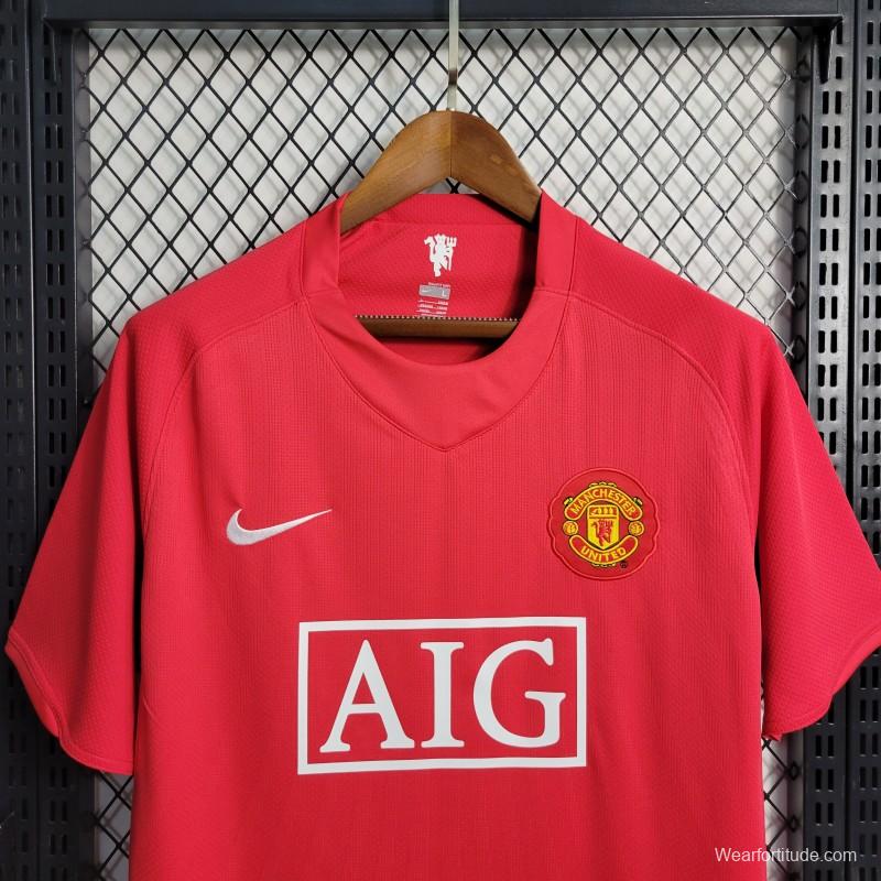 Retro 07-08 Manchester United Home Premier League Jersey