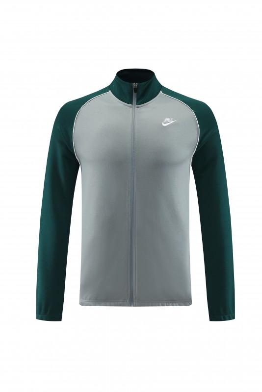 2023 NIKE Grey/Dark Green Hoodie Full Zipper Jacket +Pants