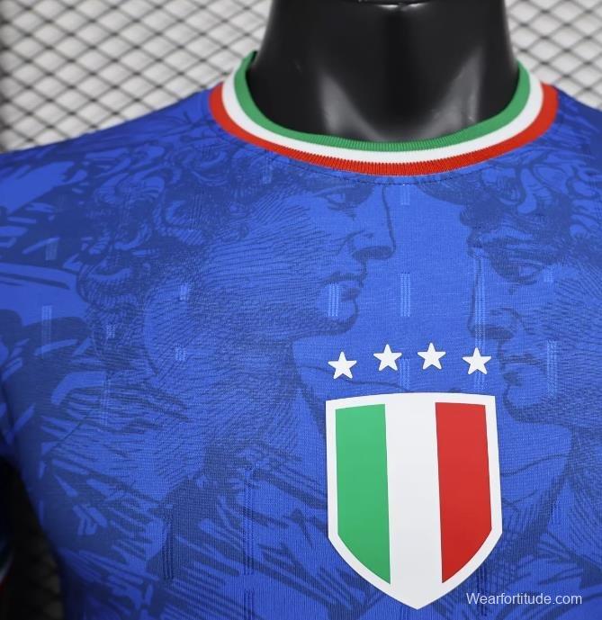 Player Version 2024 Italy Italian Football TV Blue EURO Jersey